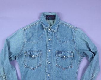 F.U's Shirts Chambray 1990's Vintage Button Up Shirt