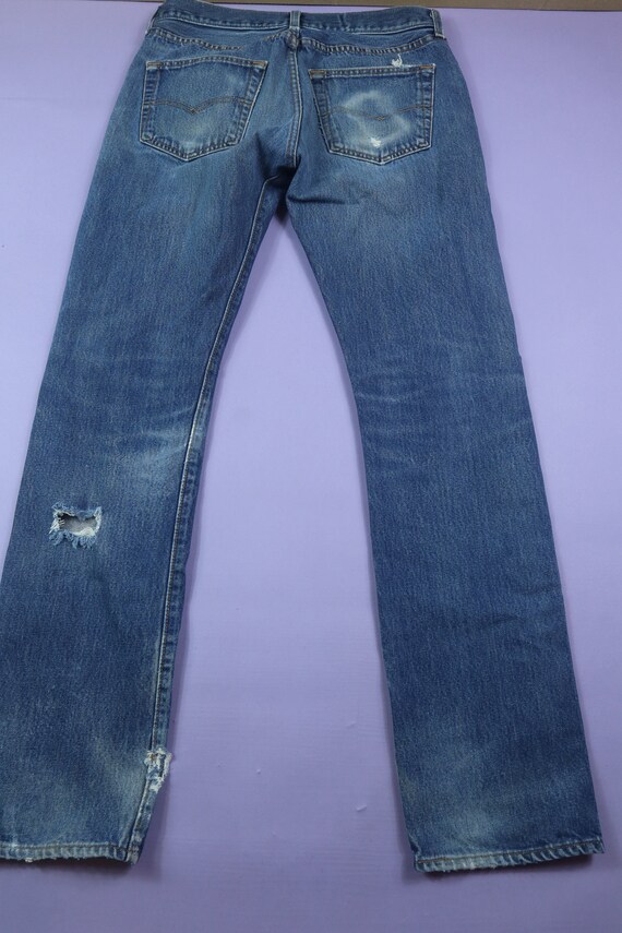Levi's 501 Faded 1990's Dark Blue Denim Jeans Pan… - image 5