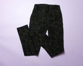 Damask Leggings Black on Black Goth 1990's Y2K Vintage Pants