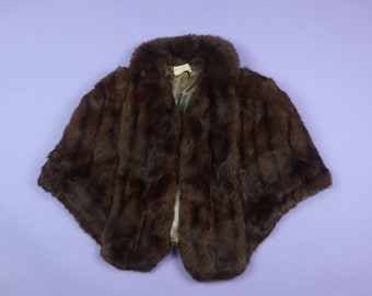 Handmade by Gloria Brown Fur Vintage Stole Shrug Wrap