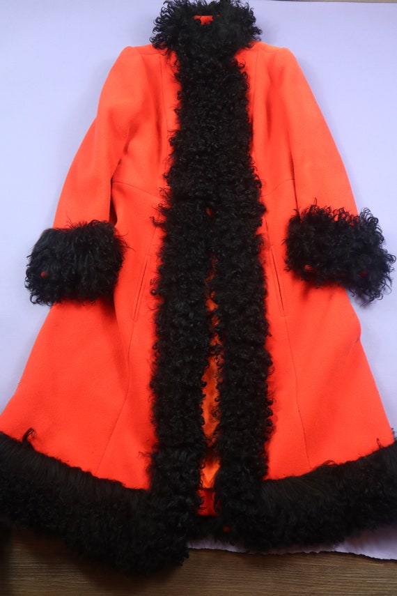 Long Red Faux Fur 1980's Vintage Coat - image 2