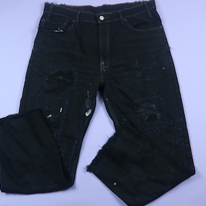 Levi&#39;s Sashiko  Black Blue Stitches Y2K Denim Pants