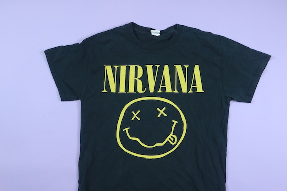 Nirvana Kurt Cobain Smiley Face Y2K T-Shirt - image 1
