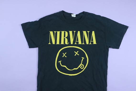 Nirvana Kurt Cobain Smiley Face Y2K T-shirt - Etsy