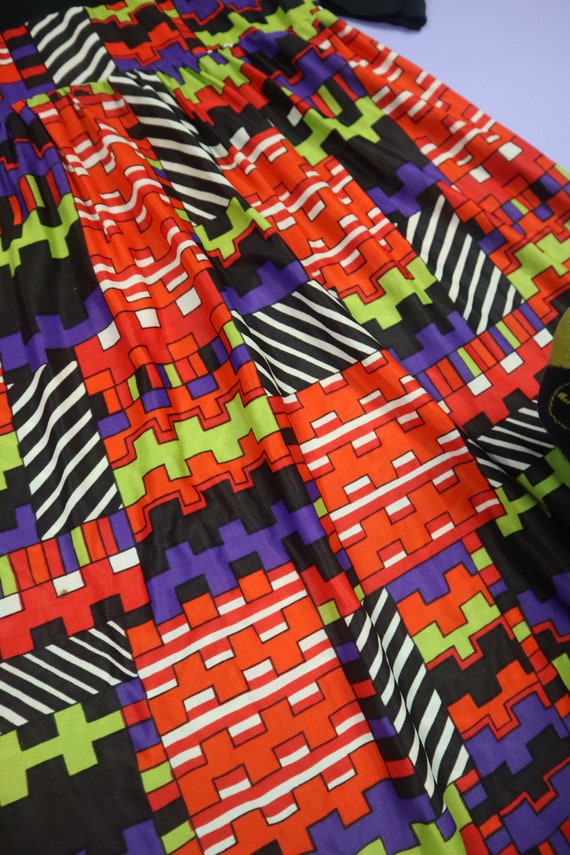 Bright Colorful Puzzle Like 1970's Vintage Dress - image 3