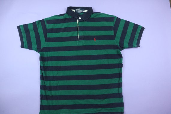 Polo Ralph Lauren Green Striped Y2K Vintage Butto… - image 2