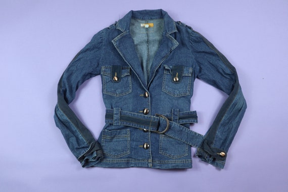 Tulle Belted 1990's Y2K Vintage Denim Jacket - image 2