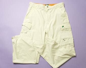 Cargo Rave Beige Zipper Pants Shorts Point Zero 1990's Y2K Vintage Pants