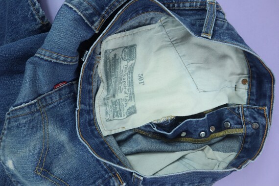 Levi's 501 Faded 1990's Dark Blue Denim Jeans Pan… - image 4