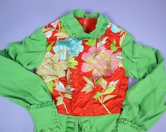 Flores enredadas Volantes Hecho en Francia Vestido Vintage