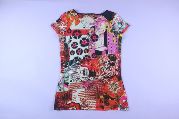 Colorful Mesh Floral All Over Print 1990's Y2K Vi… - image 4