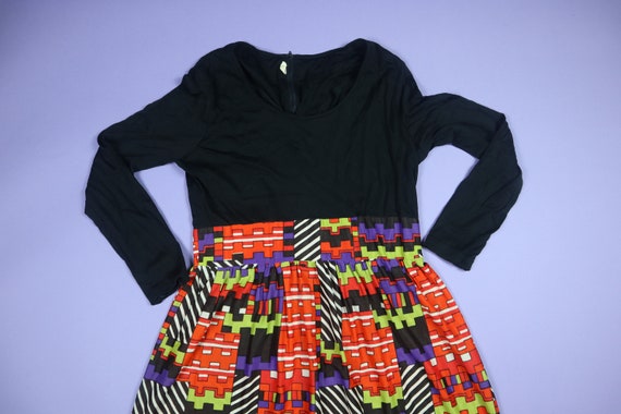 Bright Colorful Puzzle Like 1970's Vintage Dress - image 1