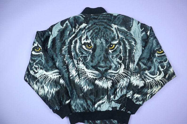 Tiger All Over Print 1990/'s Vintage Zip Up Bomber Jacket