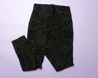 Damask Leggings Black on Black Goth 1990's Y2K Vintage Pants