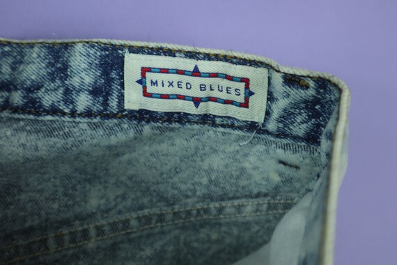 Mixed Blue Acid Wash Side Buttons 1990's Y2K Vint… - image 2