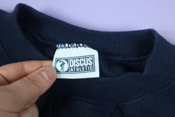 Discus Athletic Navy Blank 1990's Vintage Sweatsh… - image 3