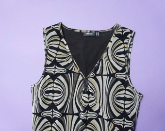 Mexx Funky Psychedelic Patterns Y2K Vintage Sleeveless Dress