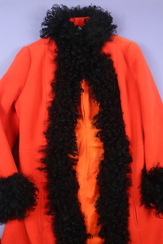 Long Red Faux Fur 1980's Vintage Coat - image 3