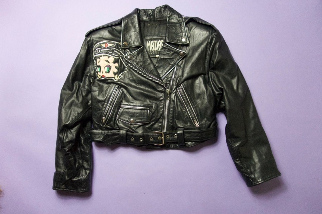 ジャケット・アウター Betty Boop biker design leather jacket Betty Boop Motorcycle Crop 1990's Vintage Leather Jacket - Etsy