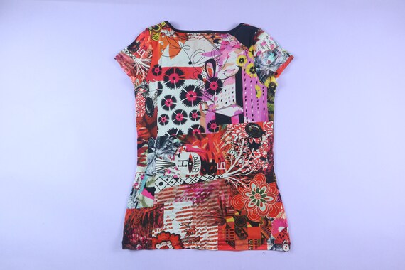 Colorful Mesh Floral All Over Print 1990's Y2K Vi… - image 2