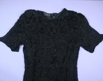 Black Beaded Beading Royal Feelings Vintage Dress