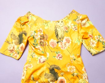 Handmade Cotta Core Cute Rabbits Owls 1970's Vintage Dress