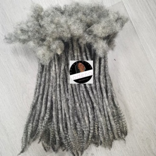 Salt and Pepper Human Hair Locks Extensions With Curly Ends