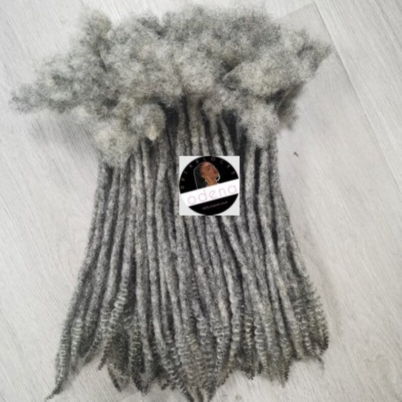 Salt and Pepper Human Hair Locks Extensions With Curly Ends Etsy