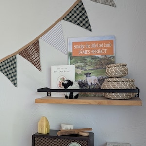 Dunkelgrün und Braun / Vintage Jungenzimmer Wimpelkette / Handgefertigte Ralph Lauren inspirierte Kinderzimmer Dekoration / Klassische Wimpelkette / Karierte Wimpelkette