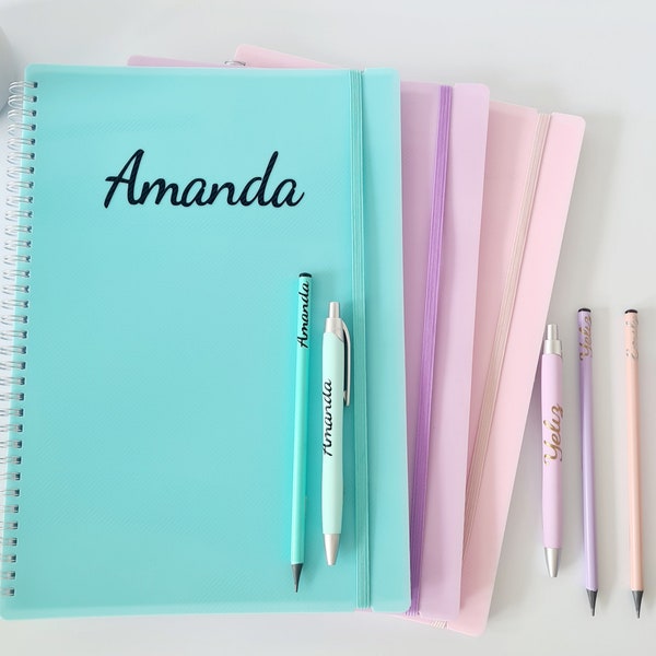 PERSONALISED A4 NOTEBOOK SET. Letterbox gift, employee appreciation, end of year teacher present. Party favour, writers stationery pack.