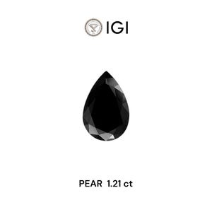 Diamante naturale a forma di pera nero fancy da 1,21 carati, certificato IGI, per gioielli di fidanzamento, codice SKU 006149