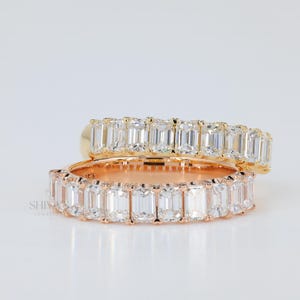 Emerald Cut Lab Grown Diamond Wedding Band, Half Eternity Band, Stackable Ring, Matching Band, Wedding Gifts, Anniversary Ring for Women