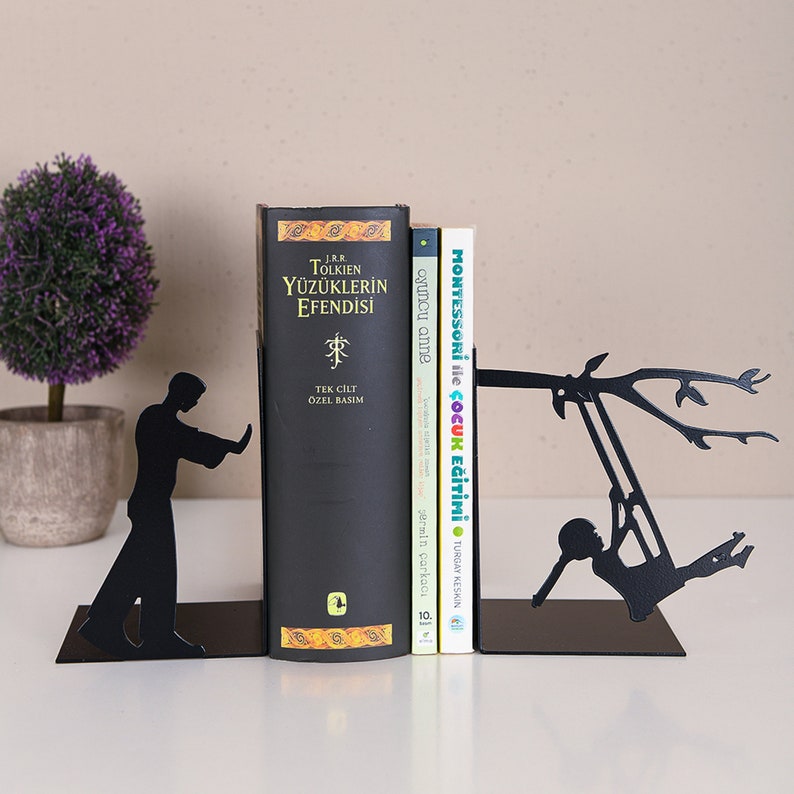 Father/daughter Metal Book Holder Black Metal Bookend Set Etsy