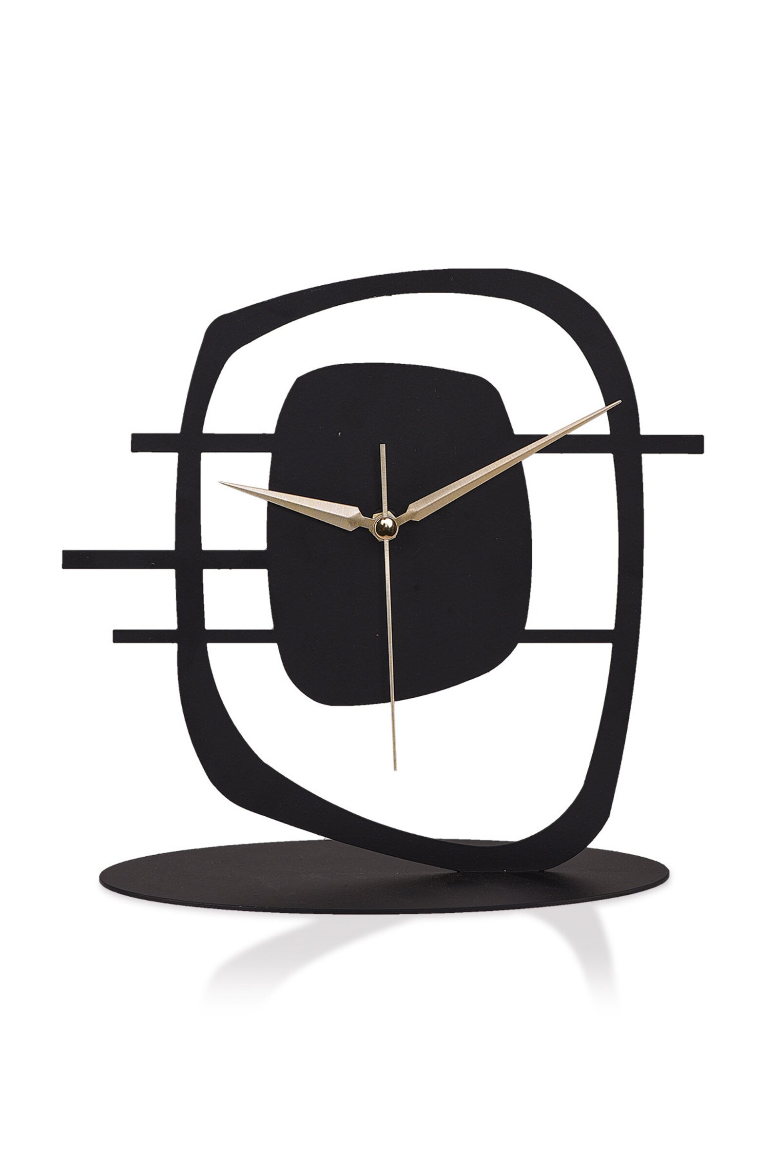 Abstract Black Metal Tabletop Clock Retro Design Home Etsy