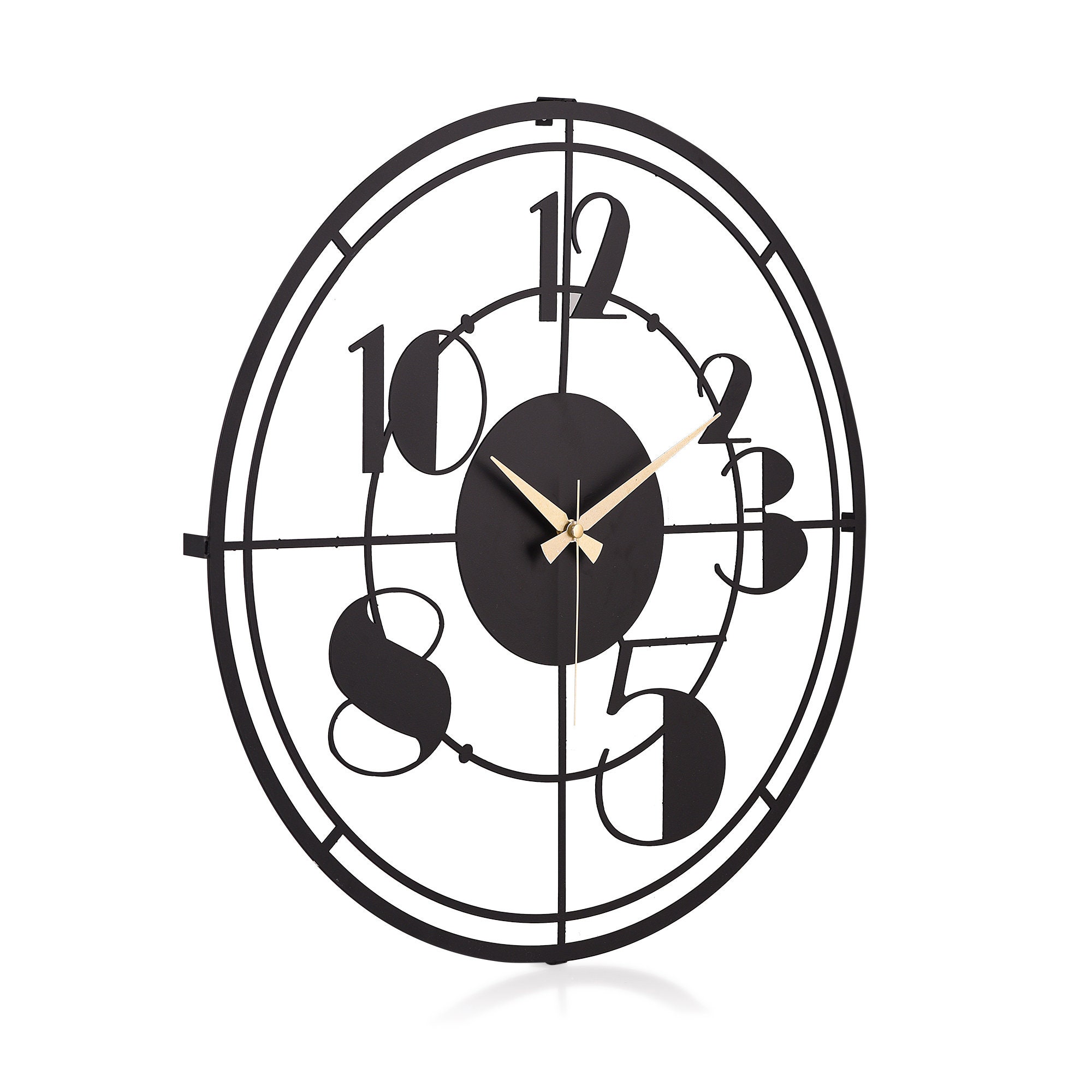 Stylish Black Metal Wall Clock Gold Metal Hands for Silent Etsy