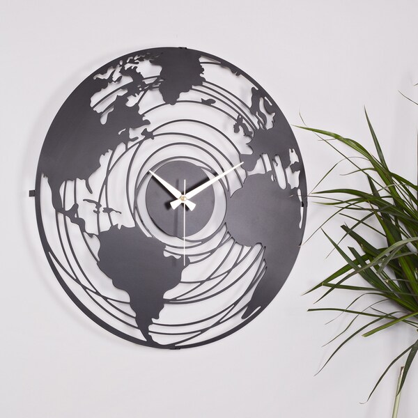 World Map Wall Clock Etsy Canada