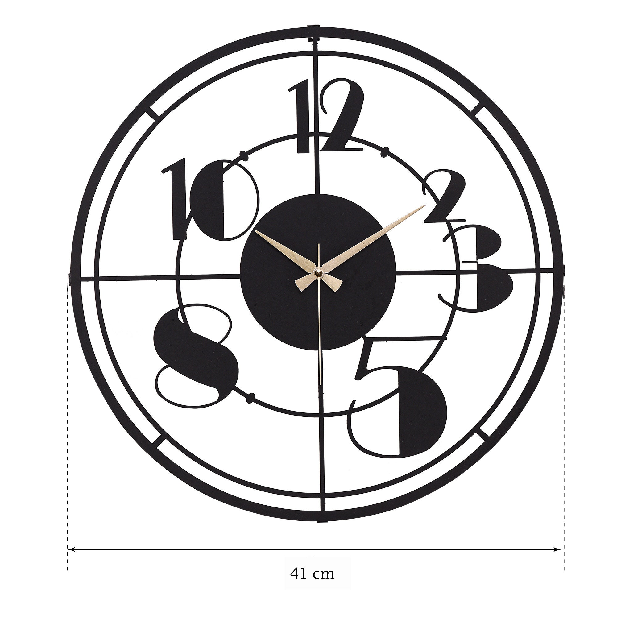 Stylish Black Metal Wall Clock Gold Metal Hands for Silent Etsy