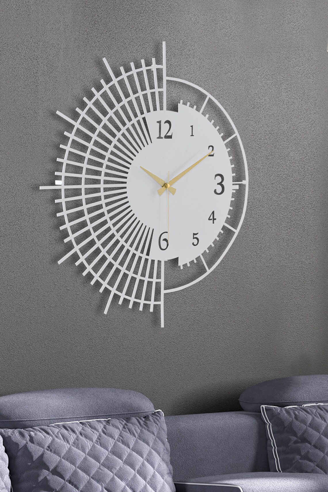 White Metal Wall Clock Unique Design Metal Wall Decoration Etsy