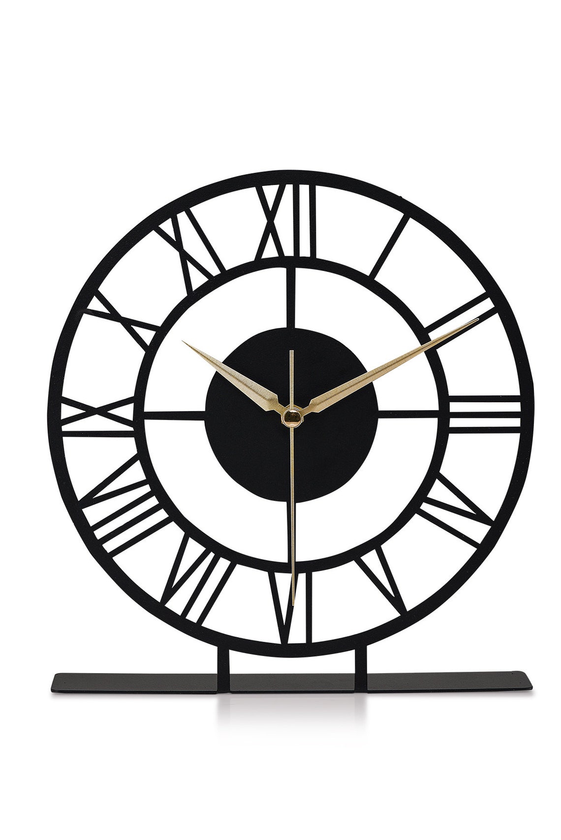 Roman Numeral Elegant Tabletop Clock Black Laser Cut Metal Etsy