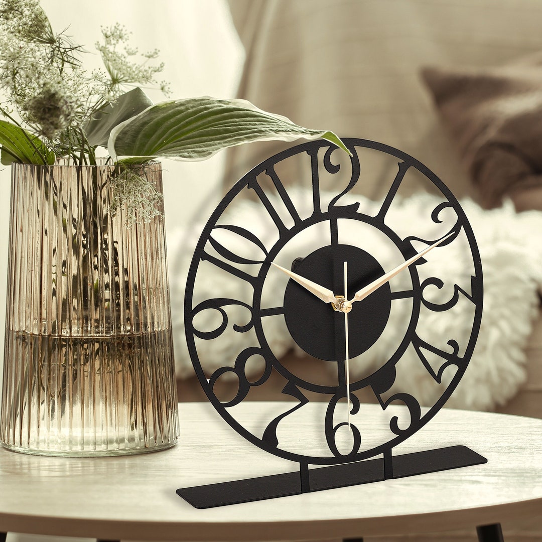 Modern Black Metal Table Clock Office & Indoor Desk Clock - Etsy