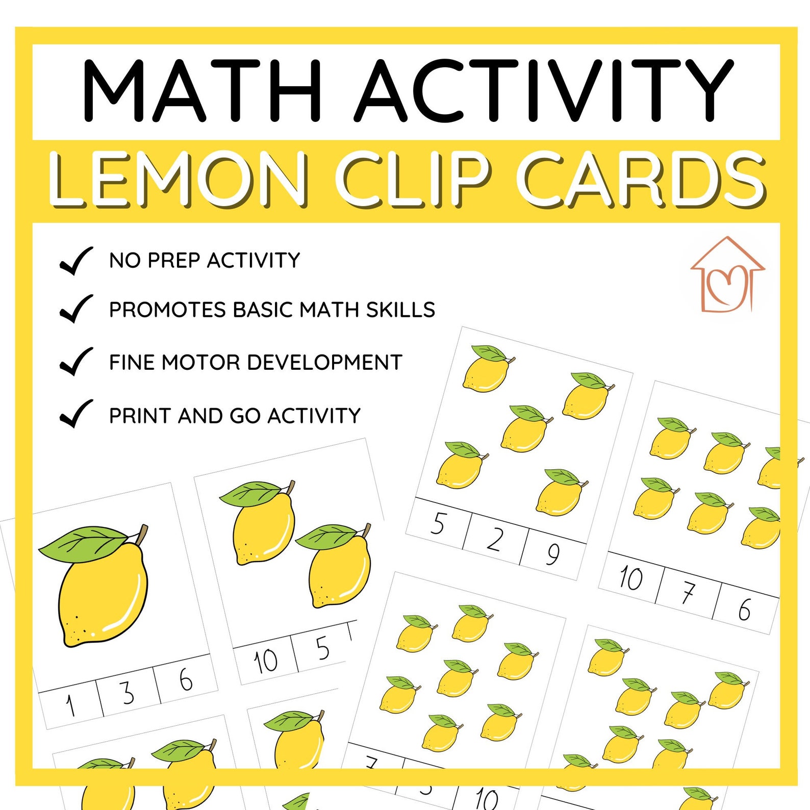 Lemon Counting Clip Cards Activity