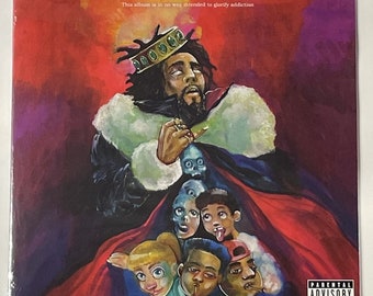 May include: A painting of a man wearing a crown and a red robe, with a group of children in the foreground. The text "This album is in no way intended to glorify addiction" is at the top of the image. The image also includes a Parental Advisory label.