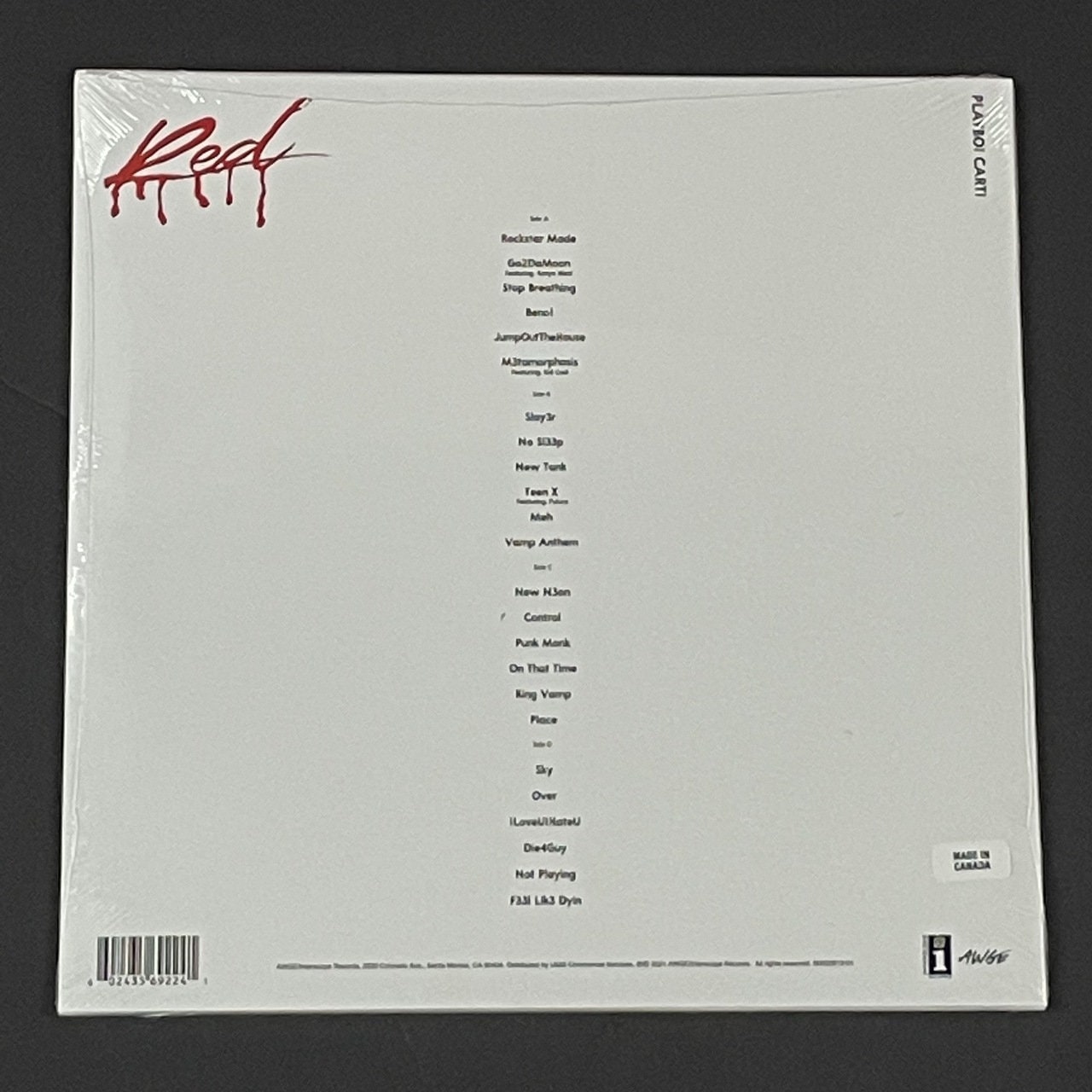 Playboi Carti Whole Lotta Red 2LP Vinyl Limited Black 12