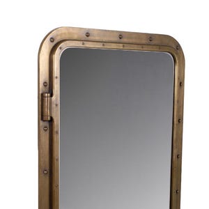 34” x 24” Antique Brass Finish Rectangular Wall Mount Porthole Mirror