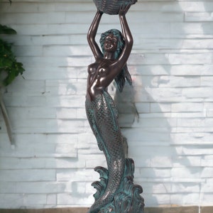 Mermaid Floor Torchiere Lamp Verde Bronze Finish 6&#39;1&quot;H