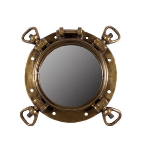 15″ Antique Brass Finish Replica WWII Navy Porthole Mirror
