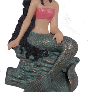 Melody Girl Mermaid Wall Sculpture Young Sea Maiden Art (Brunette)