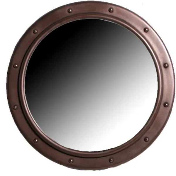 20″ Bronze Finish Porthole Mirror with No Dog Ears Non-Opening Wall Mount
