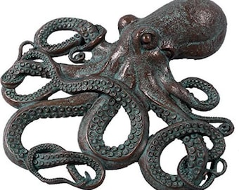 Awesome Octopus Large Wall Art Sculpture Figure Verde Bronze Finish 32 Inch