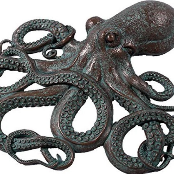 Awesome Octopus Large Wall Art Sculpture Figure Verde Bronze Finish 32 Inch